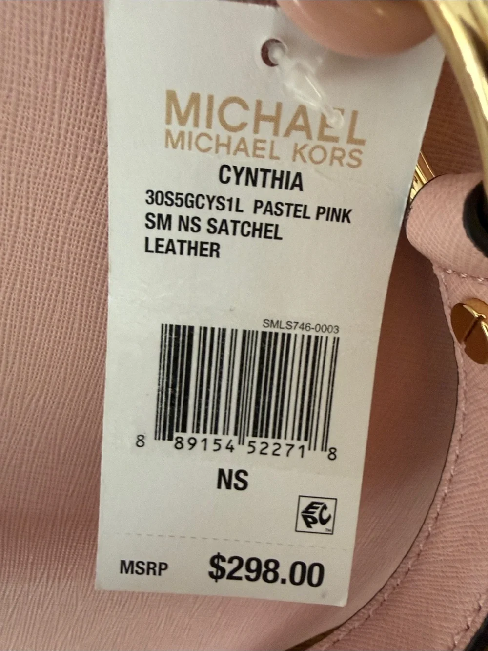 Michael Kors Blush Pink Saffiano Leather Satchel with Gold Hardware